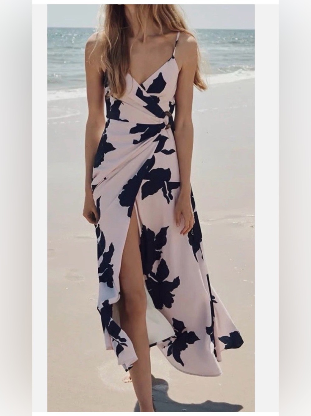 Hutch Pink and Navy Floral Tie-Front Maxi Dress